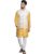 SOJANYA (Since 1958 Men’s Silk Blend Mustard Kurta and Off-White Pyjama With Cream Nehru Jacket