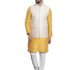 SOJANYA (Since 1958 Men’s Silk Blend Cream Kurta and Of-White Pyjama With Blue Nehru Jacket