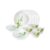 Larah By Borosil Fluted Series Green Herbs Opalware Dinner Set | 14 Piece For Family Of 4 | Microwave & Dishwasher Safe | Bone-Ash Free | Crockery Set For Dining & Gifting | Plates & Bowls | White