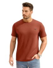 AWG ALL WEATHER GEAR Men Solid Waffle Crew Neck Tshirt | Waffle Knit T-Shirt | Men’s T-Shirt | Tees for Man | Textured Half Sleeve T-Shirt’s | Tshirt for Men Stylish Rust