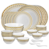 Cello Opalware Divine Victoria Dinner Set, 33 Units, White, Large