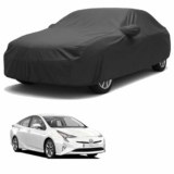 Sulfar 100% Water Resistant Car Body Cover Compatible with Mirror for Toyota Prius (Triple Stitched, Full Bottom Elastic, Dark Grey)