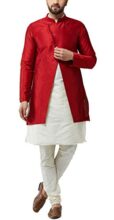 SOJANYA (Since 1958 Men’s Silk Blend Cream Kurta Churidaar Pyjama & Maroon Jacket COMBO Size 40