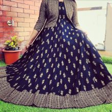 SSTCMALL Printed Anarkali Kurta, Bottom & Dupatta Set