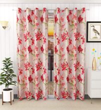 Kiara Creations Digital Printed Floral Curtains for Long Door- 8 Feet (Pack of 1) Maroon
