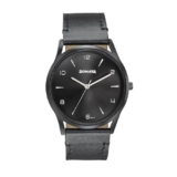 Sonata Quartz Analog Black Dial Black Leather Strap Watch for Men