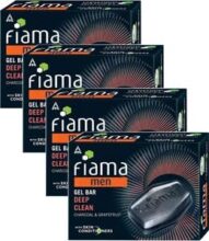Fiama Men Deep Clean Gel Bar, With Charcoal, Grapefruit & Skin Conditioners, 500g (125g – Pack of 3+1),Skin Friendly pH, Soap for Men, For All Skin Types