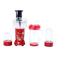 Wonderchef Nutri-Blend Bolt Food Processor & Atta Kneader | 600W Powerful 100% Full Copper Motor | 22000 Rpm Mixer Grinder, Blender & Chopper | Ss Blades | 4 Unbreakable Jars With Sipper Lid | 2 Years Warranty | Recipe Book By Chef Sanjeev Kapoor | Red
