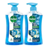 Dettol Icy Cool Body Wash and Shower Gel Pump for Men | Goodness of Salicylic Acid | Menthol Freshness | 500ml Pack of 2