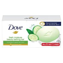 Dove Fresh Moisture Beauty Bathing Bar makes skin soft & refreshed Buy 5 Get 1 (450gms)