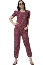 POPWINGS Casual Printed Top and Joggers Set for Women || Stylish Summer Co-Ords Set for Women || Round-Neck Top and Joggers Combo Set for Women