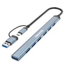 Sounce 7-in-1 USB + Type C Multiport Hub | High-Speed USB 3.0 (5Gbps) | Lightweight Aluminum Body | Universal Compatibility for Laptops, Smartphones, Tablets & PCs