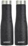 Amazon Brand – Solimo Stainless Steel Fridge Water Bottles | Set of 2 | Textured Finish | 1 L | Black