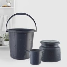 Cello Petal Bathroom Set | Sturdy And Durable | Lightweight And Rigid | Easy To Clean And Attractive Design | Small Set Of 3, Dark Grey