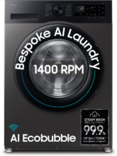 Samsung 9 kg 5 Star, AI Ecobubble, Super Speed, Wi-Fi, Hygiene Steam, Digital Inverter Motor Fully Automatic Front Load Washing Machine with In-built Heater Grey(WW90DG5U24AXTL)