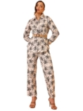 Pink Paprika by SASSAFRAS Women’s Black Tropical Belted Shirt With Straight Pants -S