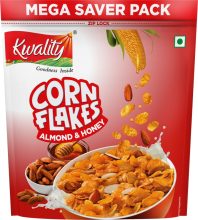 Kwality Corn Flakes Real Almond & Honey, 99% Fat Free, Breakfast Cereals Pouch(1 kg)