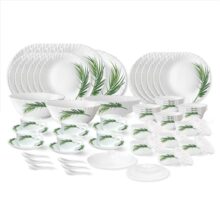 Larah By Borosil Crescent Fluted Series Opalware Dinner Set | 66 Pieces For Family Of 6 | Microwave & Dishwasher Safe | Bone-Ash Free | Crockery Set For Dining & Gifting | Plates & Bowls | White