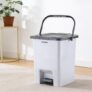 Amazon Brand – Solimo Square Pedal Dustbin (14L) | Hands-Free Trash Bin with Lid | Durable Plastic | Odor Control | Compact Design | For Kitchen, Bathroom & Office | 30L x 29.4B x 34.08H cm | Light Grey