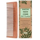 1Pc Kacchi Neem Wooden Comb – Soaked In 17 Herbs, Neem & Sesame Oil For Multi-Actions – Detangling, Frizz Control & Shine Suited For All Hair Types