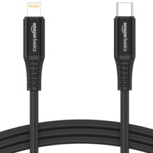 amazon basics Nylon Braided Type-C To Lightning Cable | 30W Fast Charging, 480Mbps Data Transfer Speed | Compatible With Iphone, Ipad Air, Pro, Mini, Ipad | (Black), 1M