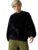Sassafras Women Black Balloon Sleeve Faux Fur Sweatshirt XXL