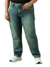 High Star Women Washed Cotton Mom Fit High- Rise Jeans 61
