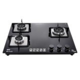 INASLA Premium 3 Burner ≈70cm Gas Stove|5Yr Warranty on Glass & 2Yr on Burner|8MM Toughened Glass|Auto Ignition|Jumbo Brass Burner|LPG Ready &PNG Compatible|360° Gas Nozzle|Milano Arte3B