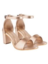 Shoetopia Women’s Rose-Gold Block Heel Sandals | Elegant Strappy Open Toe Heels for Party & Casual Comfortable Footwear EU36