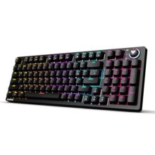 EvoFox Katana X2 FS Mechanical Gaming Keyboard | 3‑Pin Replaceable Clicky Blue Switches, Dynamic Backlighting, All Keys Anti‑Ghosting, Volume Knob, Copilot, Xbox Gamebar, Screenshot & More (Black)