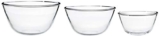 Amazon Brand – Solimo Mixing/Serving Borosilicate Glass Solid Bowl Set (3 pieces, 1600ml, 1100ml, 550ml), Transparent