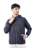 The Indian Garage Co Men Navy Blue Slim Fit Solid Bomber Jacket