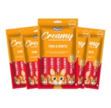 Drools Creamy Lickable Cat Treats (75g x 5 Pouches) Total 375g | Tuna & Bonito | Easy to Hand Feed | Enriched with Vitamins