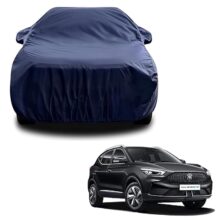 Sulfar 100% Water Resistant Car Body Cover Compatible with Mirror for MG ZS EV (Triple Stitched, Full Bottom Elastic, Navy Blue)