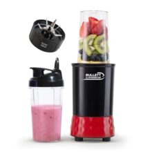 Wonderchef Bullet Nutri-Blend 500W Mixer Grinder Smoothie Maker, 22000 RPM, 2 Jars, Stainless-Steel Blade, Sipper Jar & Lid, 2-Yr Warranty, Black & Red