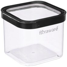 Floraware Food Safe Plastic Multiuse Square Fit-Lock Airtight Storage Jar,Containers for Kitchen Storage Set I Grocery Kitchen Container Set I Multipurpose Jar, 750 ml, set 1 BPA free, Black