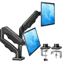 MOUNTUP Dual Monitor Stand for Desk, Monitor Arms for 2 Monitors 13-32 Inch | Holds 4.4-19.8lbs per Arm, VESA 75×75/100×100, Full Motion Monitor Mount for Home Office, C-Clamp & Grommet Base, Black