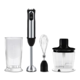 Wipro Elato FMB 204 Hand Blender with Chopper and Whisk|Powerful 200 Watt Copper Motor With Rust Free Steel Arm|3 in1 Multi-functional Mode|Four In One Blade-Churn, Whip,& Blend|Black|2- Year Warranty