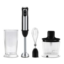 Wipro Elato FMB 204 Hand Blender with Chopper and Whisk|Powerful 200 Watt Copper Motor With Rust Free Steel Arm|3 in1 Multi-functional Mode|Four In One Blade-Churn, Whip,& Blend|Black|2- Year Warranty