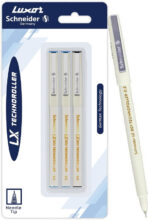 LUXOR Schneider LX7 Technoroller| 0.7 mm tip| German Technology| 100% Liquid Ink Roller Ball Pen(Pack of 3, Ink Color – Blue+Blue+Black)