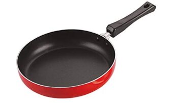 Nirlon Non-Stick Fry Pan Bakelite Handle, Virgin Grade Aluminium, PFOA Free, 20cm, 1.1 Litre, Red(Compatible with All Gas & stovetops Only)|26mm Classic_FP10