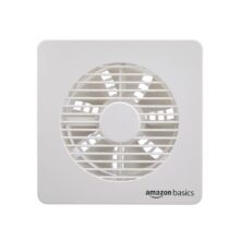 Amazon Basics Axial 6” Fan | 22W | 7 Blades | 135 mm Sweep | 7.5 dB Low Noise | Window Mount | Wall Switch Control | White Plastic Body