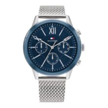 Tommy Hilfiger Morrison Quartz Multifunction Blue Dial Silver Stainless Steel Strap Watch for Men