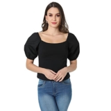 PINACOLADA Women Black Solid Casual Top(SSMR22_CSWSSKT263_L)
