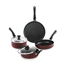 Cello Prima Non Stick Sauce/Milk Pan Combo, 4Pcs, Cherry, Aluminium, Red