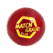 DSC Match Grade Cricket Leather Ball – Official Size & Weight 5.5oz Professional Match Ball, Alum Tanned 4-Piece Construction (Red, Pack of 1)