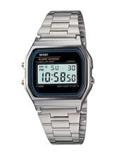 Shocknshop Digital Square Dial LED Unisex Stainless Steel Strap Watch for Men and Womens -WCH70 (Silver)