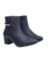 Shoetopia Women’s Black Chunky Heel Ankle Boots – Side Zip Faux Suede Short Booties with Non-Slip Sole, Comfortable Block Heel Fashion Boots EU36