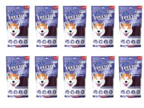 Dr. Pets Pack of 10 (85g Each) Treetos Blueberry Blast Dog Treats | Soft Chew Sticks for Puppies & Adult Dogs | Real Chicken Training Treats | Antioxidant Enriched Snacks