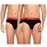 Pepe Jeans Innerwear Men’s Solid Brief (Pack of 2) (CLB02-02_Black_Black-100-105)